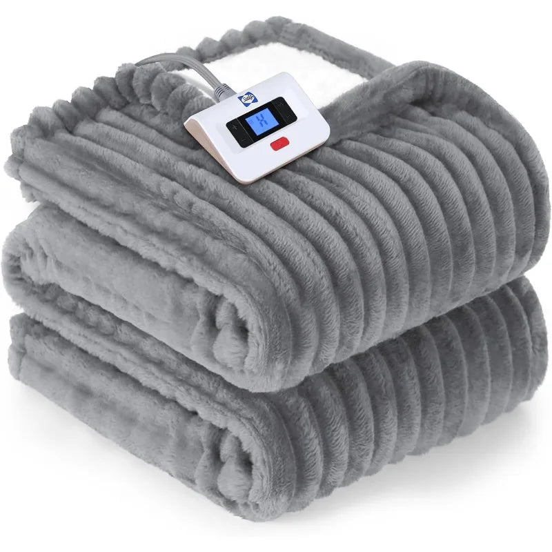 Electric Heated Blanket Throw, Sherpa Reversible, 6 Heat Levels, Auto-Off