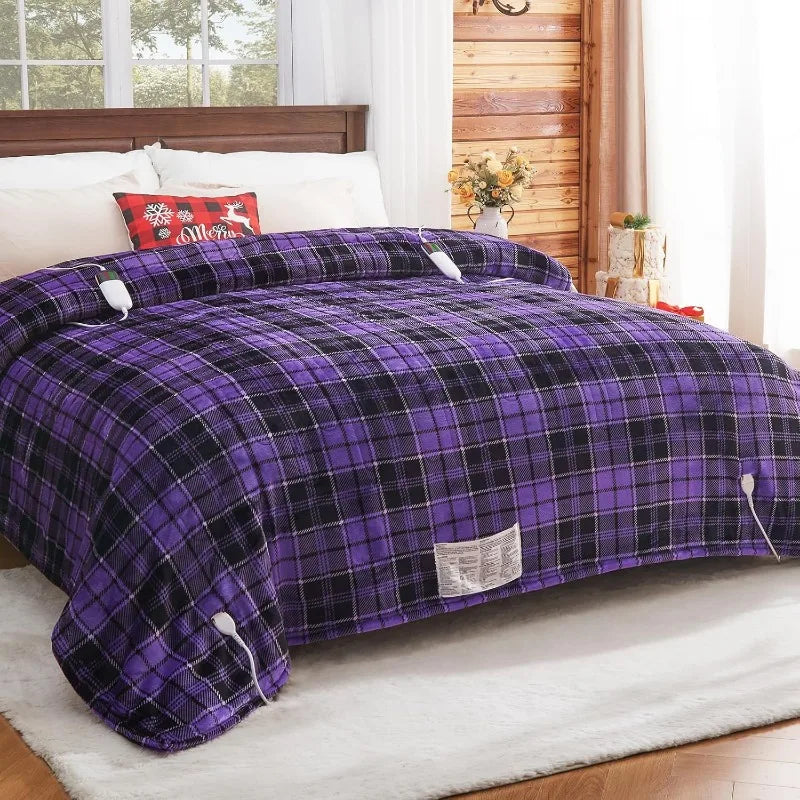 Heated Electric Blanket Throw, 10 Heat Levels, 8-Hour Auto Off, Washable