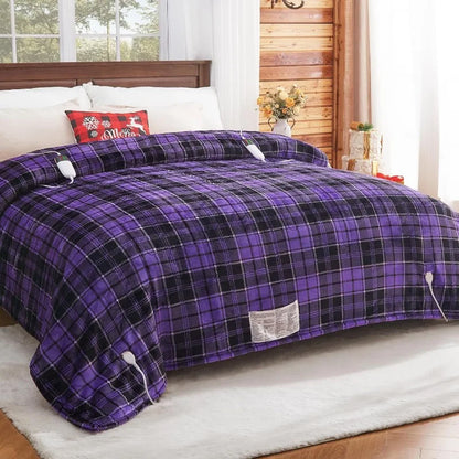Heated Electric Blanket Throw, 10 Heat Levels, 8-Hour Auto Off, Washable