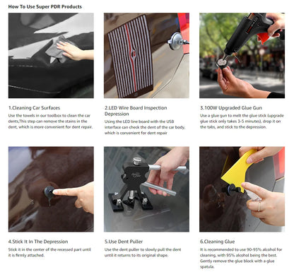 Super Tool Car Dent Removal Kit Paintless Dent Repair Kits Dent Puller Suckers Suction Cup for Cars Body Denting Auto tools