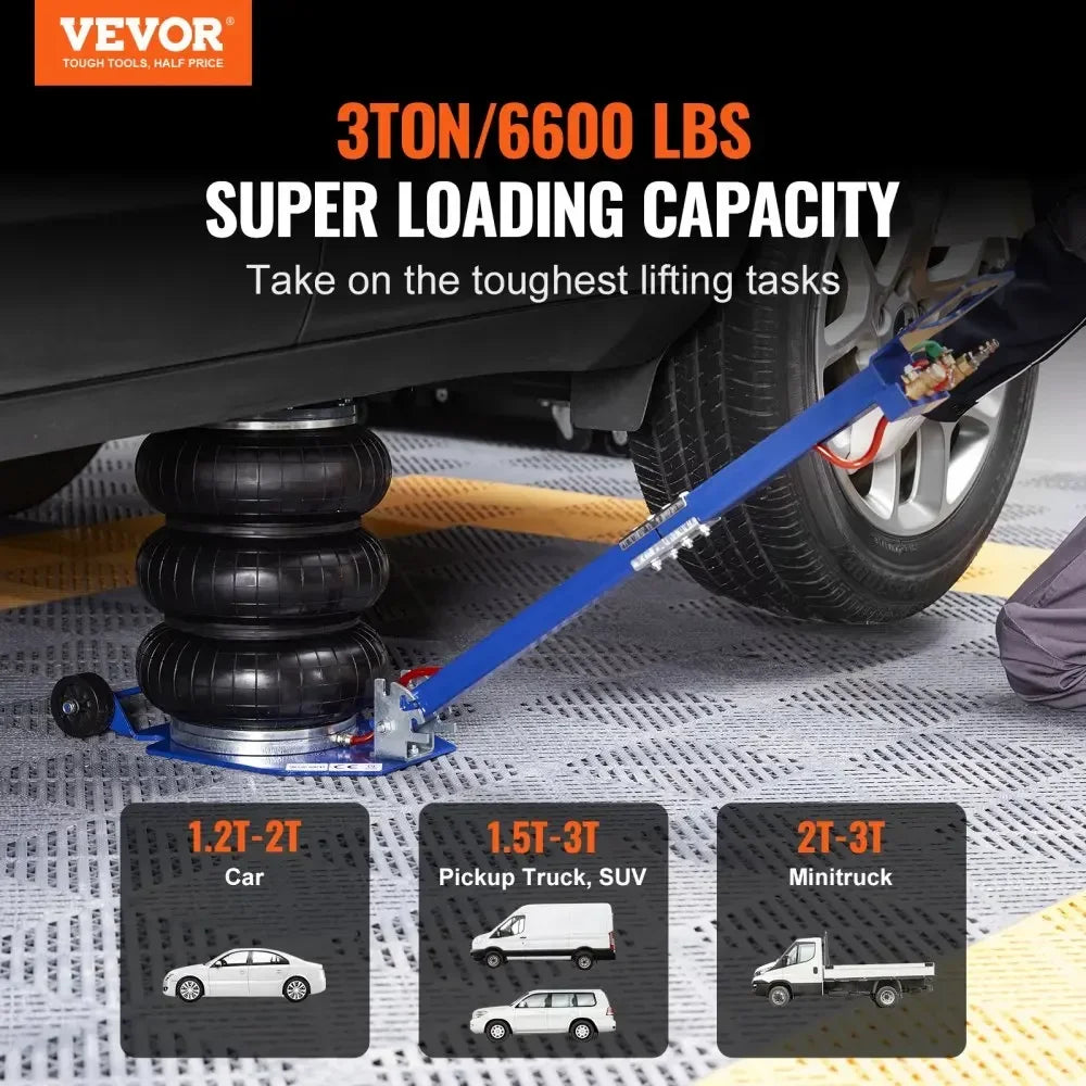 Heavy-Duty 3 Ton/5 Ton Air Bag Jack, Quick Lift Pneumatic Car Jack