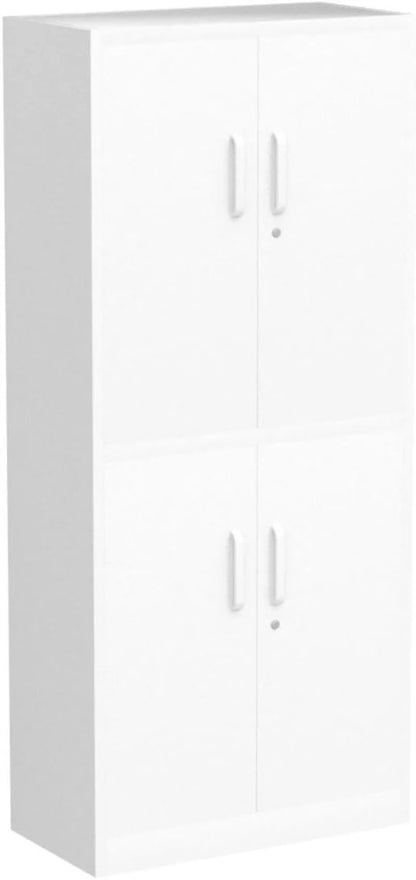 Lockable Metal Storage Cabinet with Adjustable Shelves, Garage & Office Use