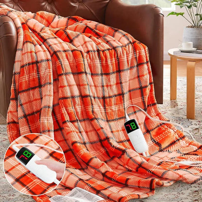 Heated Electric Blanket Throw, 10 Heat Levels, 8-Hour Auto Off, Washable