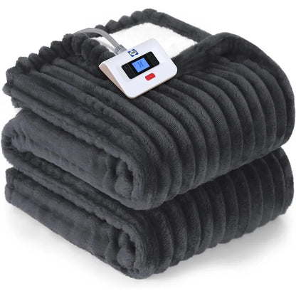 Electric Heated Blanket Throw, Sherpa Reversible, 6 Heat Levels, Auto-Off
