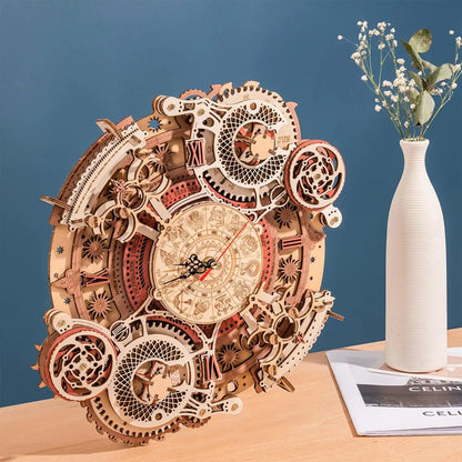 3D Wooden Steampunk Clock Kit, DIY Mechanical Wall Clock with Quartz Movement