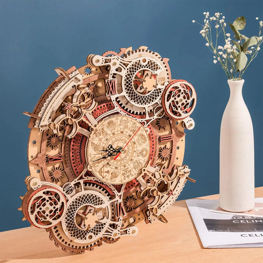 3D Wooden Steampunk Clock Kit, DIY Mechanical Wall Clock with Quartz Movement