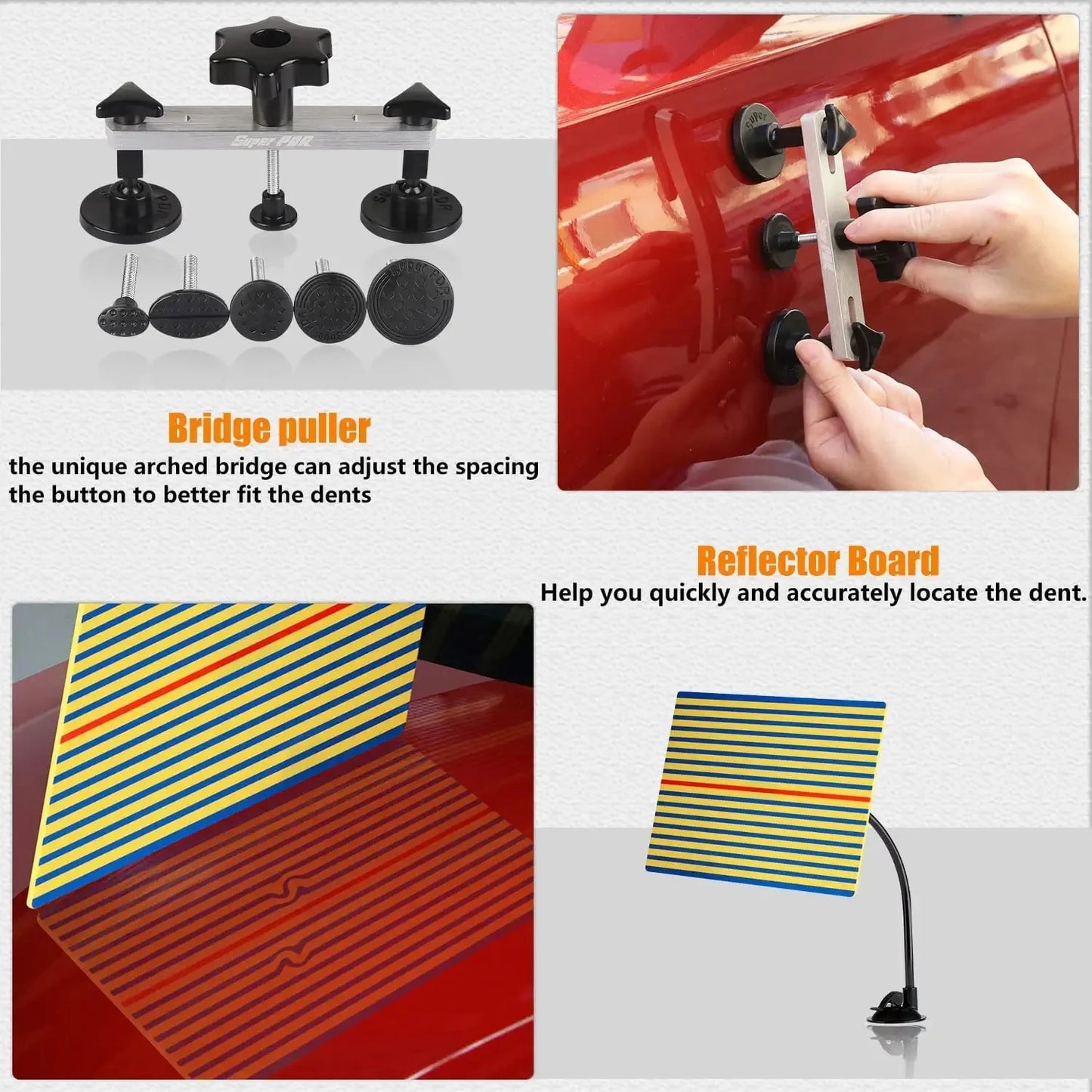 Paintless Dent Repair Kit - Car Dent Remover, Slide Hammer, Glue Gun, Tools Set