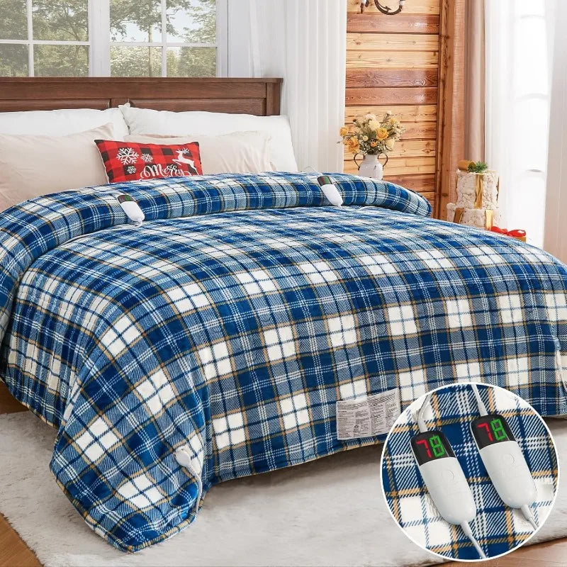 Heated Electric Blanket Throw, 10 Heat Levels, 8-Hour Auto Off, Washable