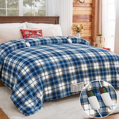 Heated Electric Blanket Throw, 10 Heat Levels, 8-Hour Auto Off, Washable