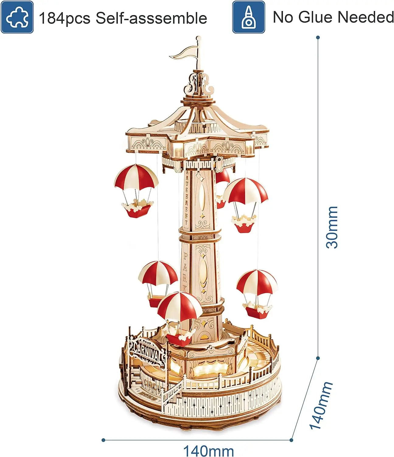 DIY Magic Amusement Park Music Box, Moveable 3D Wooden Puzzle for Kids