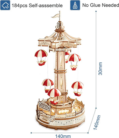 DIY Magic Amusement Park Music Box, Moveable 3D Wooden Puzzle for Kids
