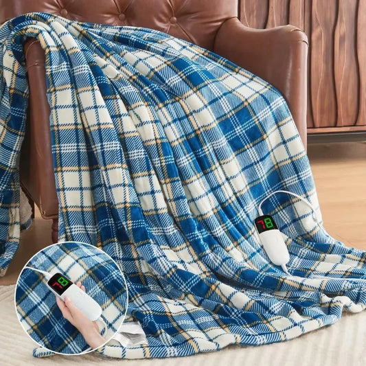 Heated Electric Blanket Throw, 10 Heat Levels, 8-Hour Auto Off, Washable