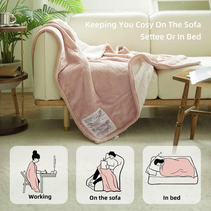 Electric Heated Blanket 50''x60'' Soft Plush, 4 Heat Levels, 3-Hour Auto Off