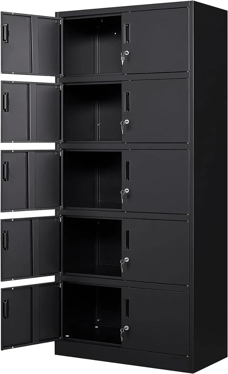 Lockable Metal Storage Cabinet with Adjustable Shelves, Garage & Office Use