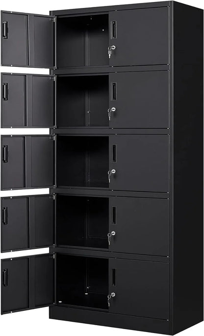 Lockable Metal Storage Cabinet with Adjustable Shelves, Garage & Office Use