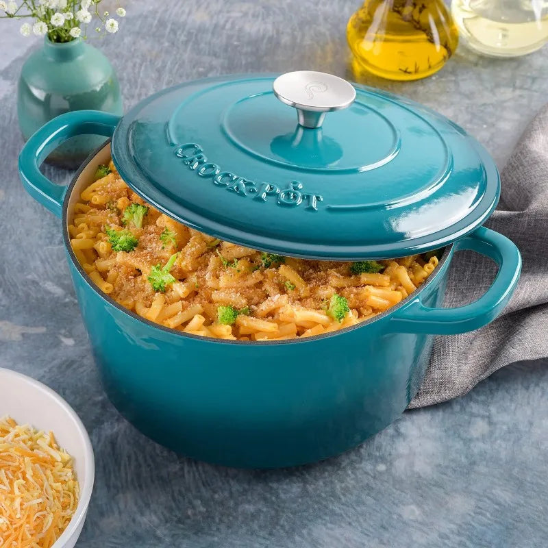 7-Quart Oval Enameled Cast Iron Dutch Oven, Sunset Orange, with Lid