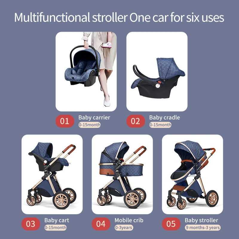 Fashion 3-in-1 Baby Stroller Travel System - Portable Pushchair & Carrier