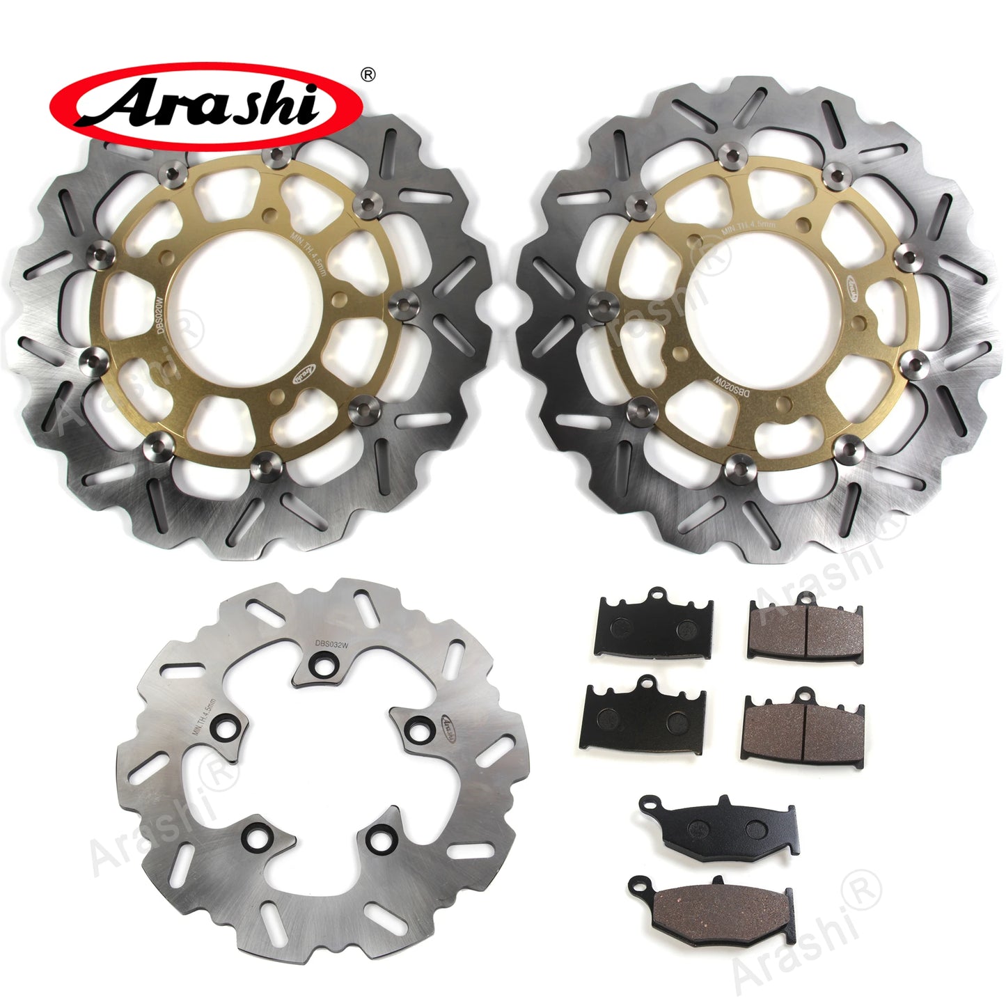 Floating Front & Rear Brake Disc Rotors with Pads for Suzuki GSX R 600 2006-2007