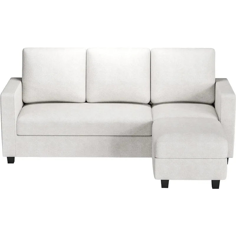 Convertible Sectional Sofa Couch with Removable Ottoman, L-Shaped, 3-Seater