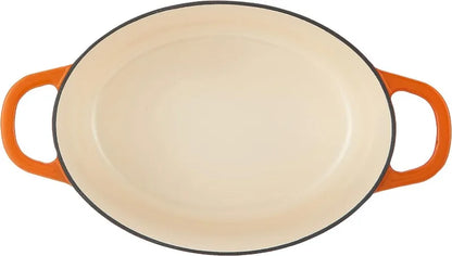 7-Quart Oval Enameled Cast Iron Dutch Oven, Sunset Orange, with Lid