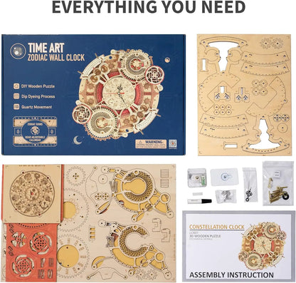 3D Wooden Steampunk Clock Kit, DIY Mechanical Wall Clock with Quartz Movement