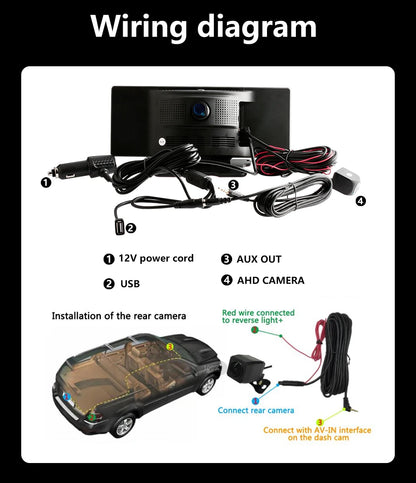 4K Car Dash Cam with 10.26" Touchscreen, Dual Lens, WiFi, CarPlay & Android Auto