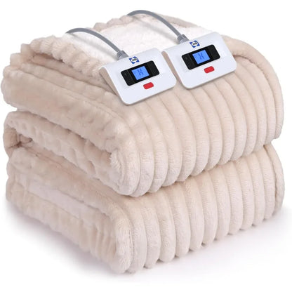 Electric Heated Blanket Throw, Sherpa Reversible, 6 Heat Levels, Auto-Off