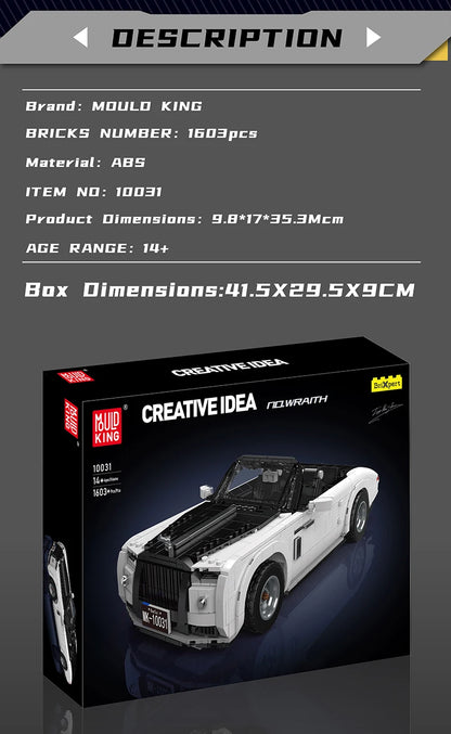 Vintage Wraith Car Building Set - 1603PCS MOC Sport Car for Teens & Adults