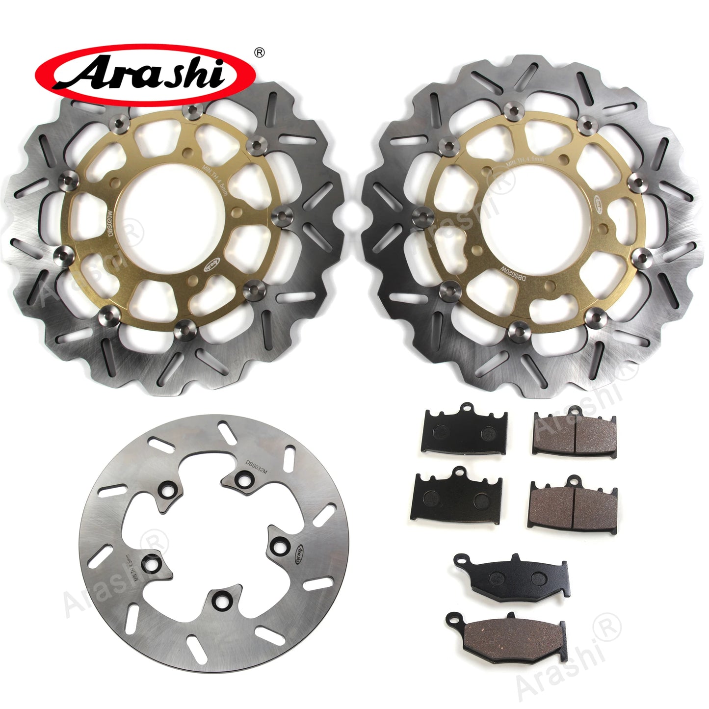 Floating Front & Rear Brake Disc Rotors with Pads for Suzuki GSX R 600 2006-2007