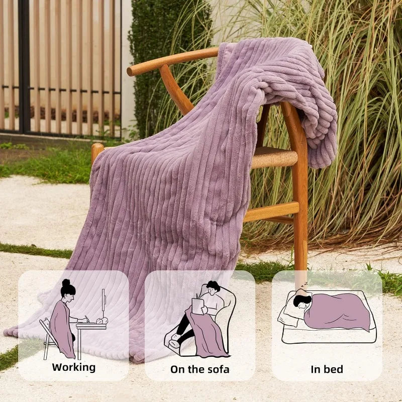 Electric Heated Blanket 50''x60'' Soft Plush, 4 Heat Levels, 3-Hour Auto Off