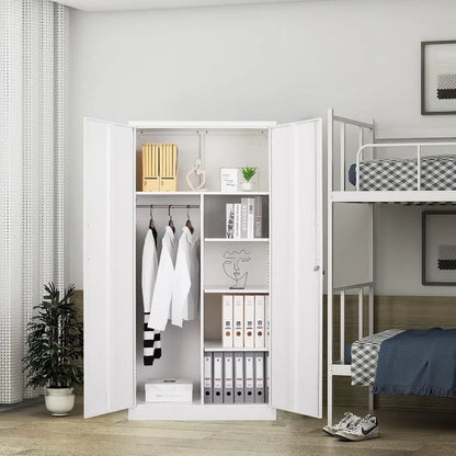 Lockable Metal Storage Cabinet with Adjustable Shelves, Garage & Office Use