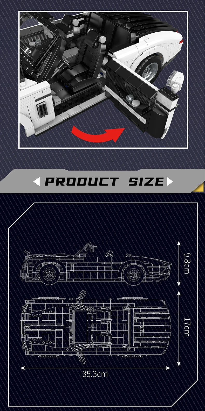 Vintage Wraith Car Building Set - 1603PCS MOC Sport Car for Teens & Adults