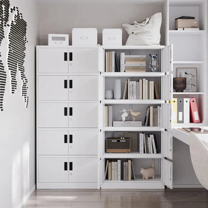 Lockable Metal Storage Cabinet with Adjustable Shelves, Garage & Office Use