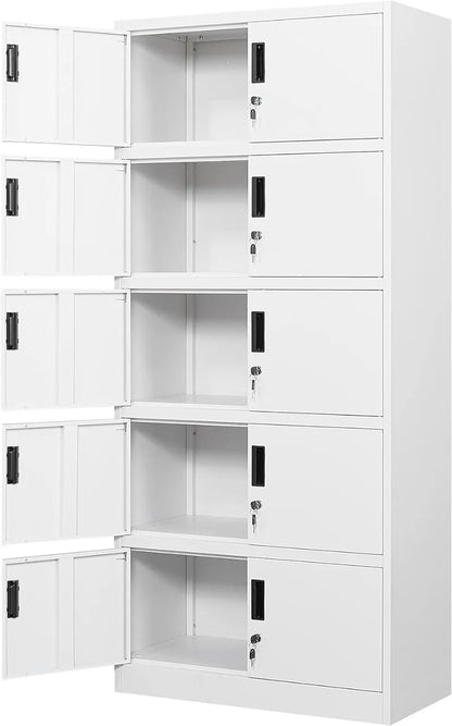 Lockable Metal Storage Cabinet with Adjustable Shelves, Garage & Office Use