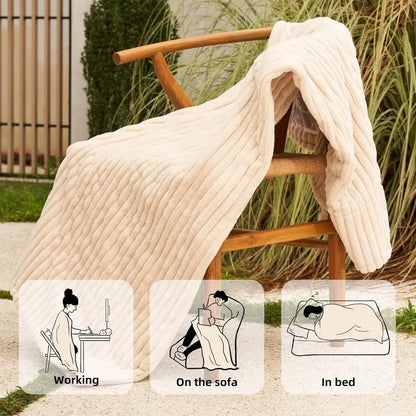 Electric Heated Blanket 50''x60'' Soft Plush, 4 Heat Levels, 3-Hour Auto Off