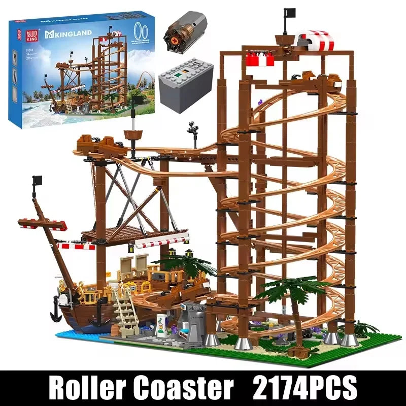 Motorized Double Helix Roller Coaster Set - 2174PCS STEM Building Toy