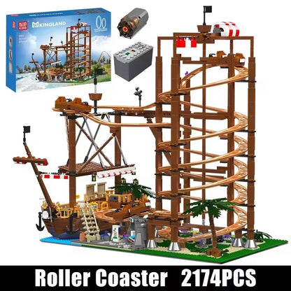 Motorized Double Helix Roller Coaster Set - 2174PCS STEM Building Toy