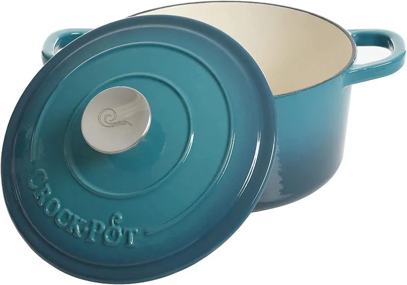 7-Quart Oval Enameled Cast Iron Dutch Oven, Sunset Orange, with Lid