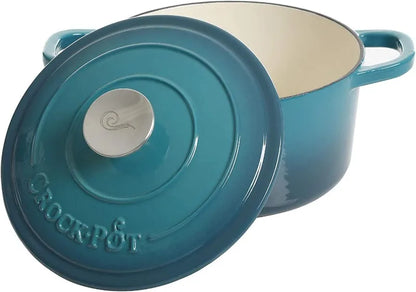7-Quart Oval Enameled Cast Iron Dutch Oven, Sunset Orange, with Lid