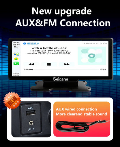4K Car Dash Cam with 10.26" Touchscreen, Dual Lens, WiFi, CarPlay & Android Auto