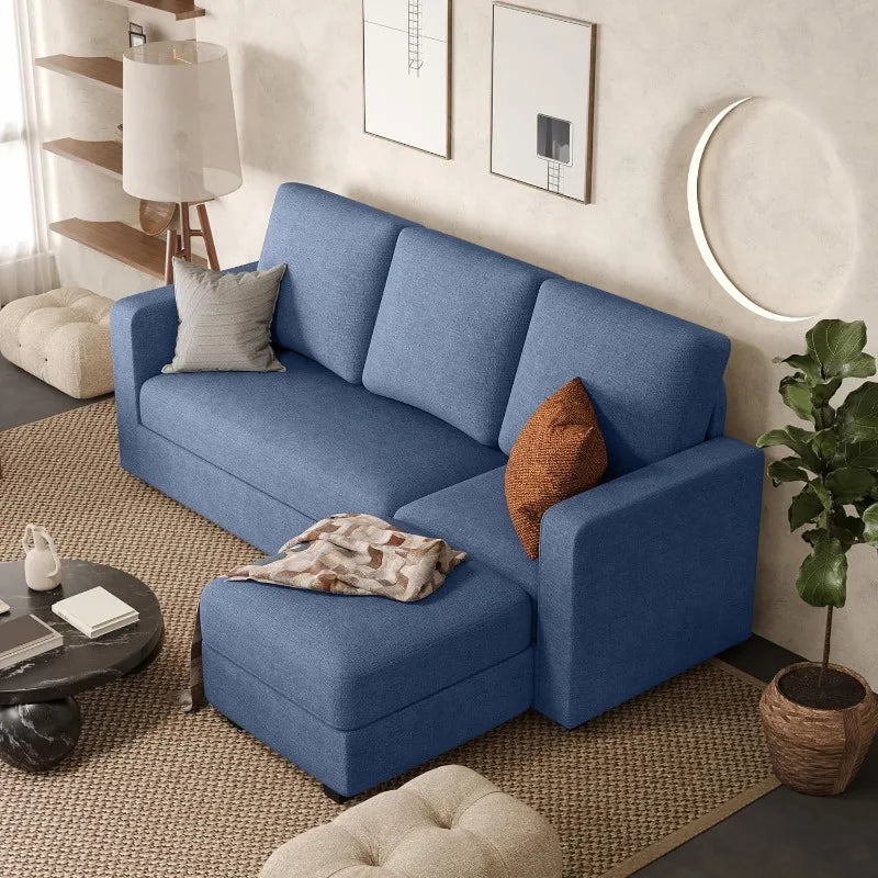 Convertible Sectional Sofa Couch with Removable Ottoman, L-Shaped, 3-Seater