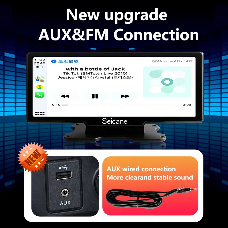 4K Car Dash Cam with 10.26" Touchscreen, Dual Lens, WiFi, CarPlay & Android Auto