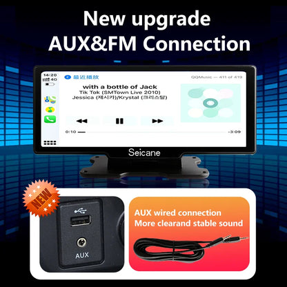 4K Car Dash Cam with 10.26" Touchscreen, Dual Lens, WiFi, CarPlay & Android Auto