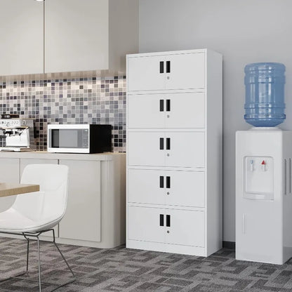 Lockable Metal Storage Cabinet with Adjustable Shelves, Garage & Office Use