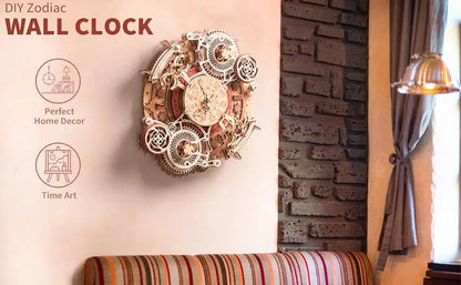 3D Wooden Steampunk Clock Kit, DIY Mechanical Wall Clock with Quartz Movement