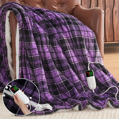 Heated Electric Blanket Throw, 10 Heat Levels, 8-Hour Auto Off, Washable