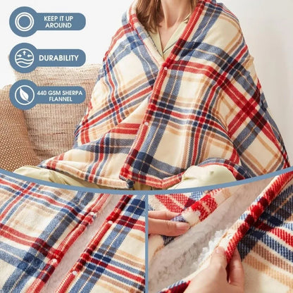 Heated Electric Blanket Throw, 10 Heat Levels, 8-Hour Auto Off, Washable