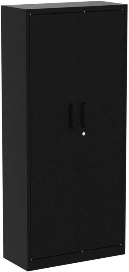 Lockable Metal Storage Cabinet with Adjustable Shelves, Garage & Office Use