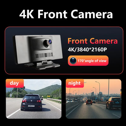 4K Car Dash Cam with 10.26" Touchscreen, Dual Lens, WiFi, CarPlay & Android Auto