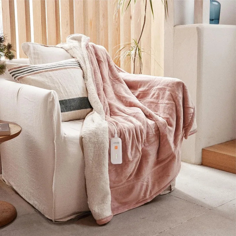 Electric Heated Blanket 50''x60'' Soft Plush, 4 Heat Levels, 3-Hour Auto Off